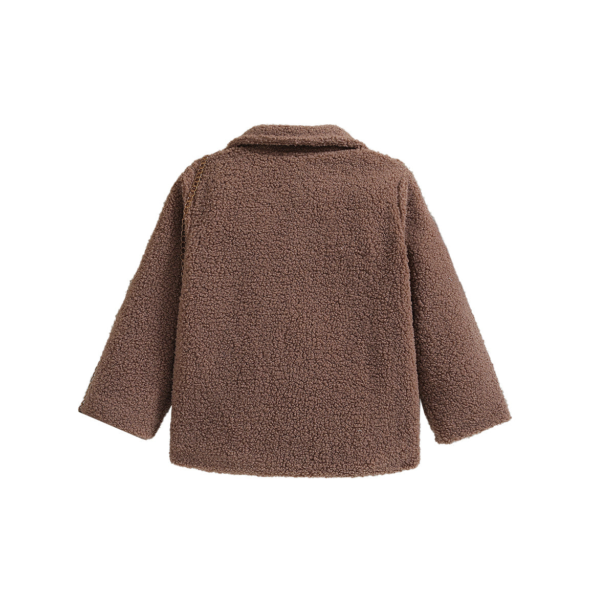 Brown Boys Single-Breasted Notched Lapel Collar Cotton Overcoat