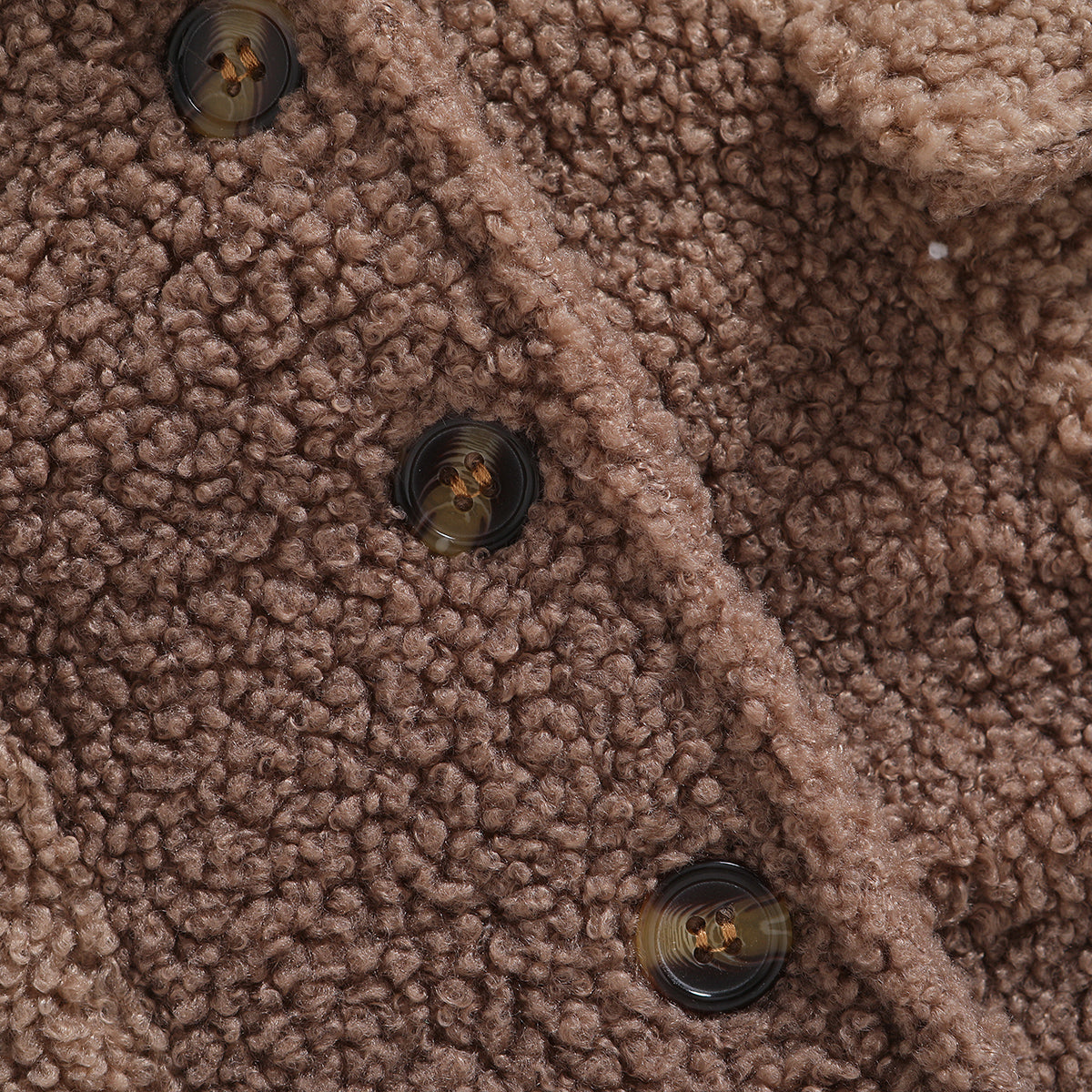 Brown Boys Single-Breasted Notched Lapel Collar Cotton Overcoat