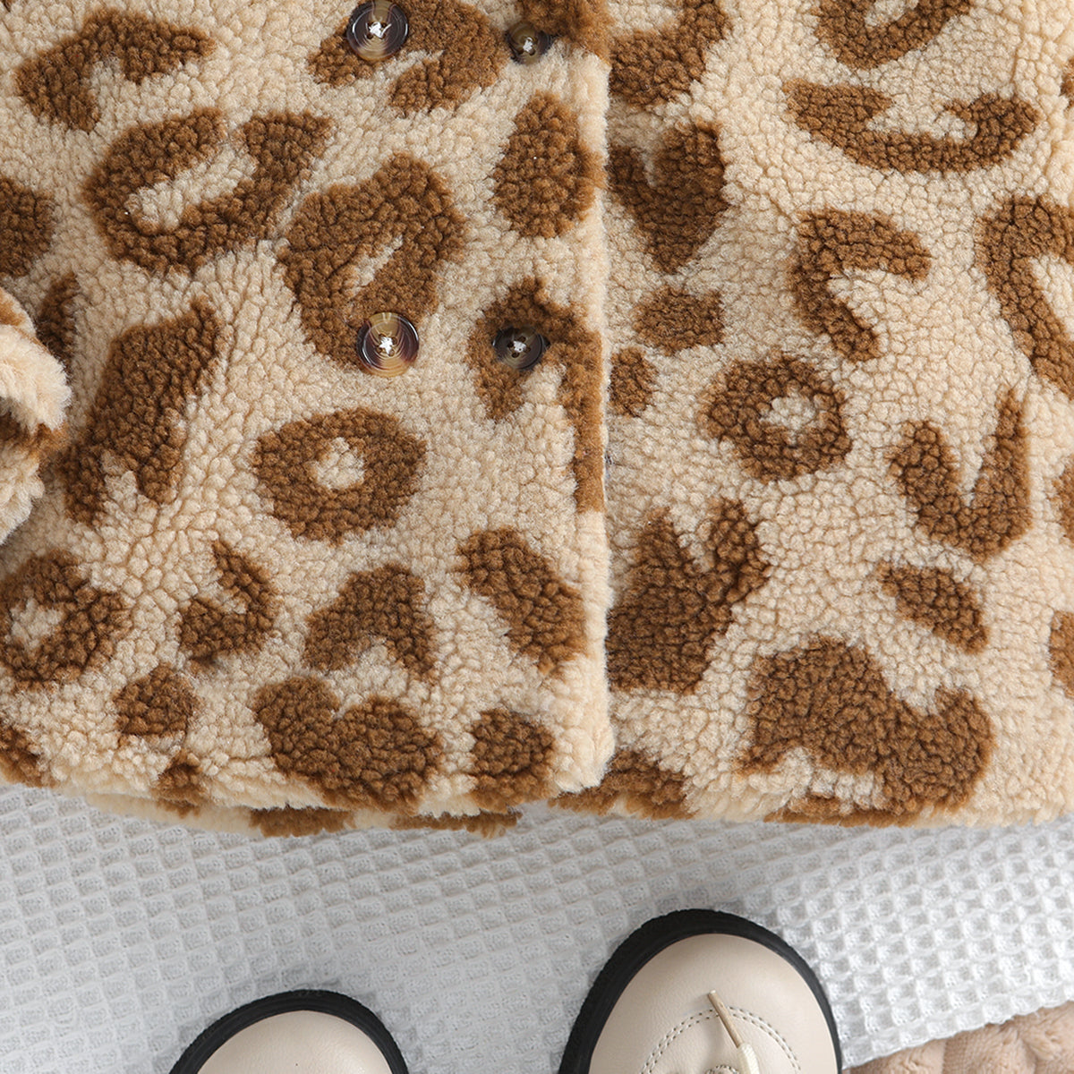Boys Brown Animal Printed Cotton Insulator Fur Tailored Jacket