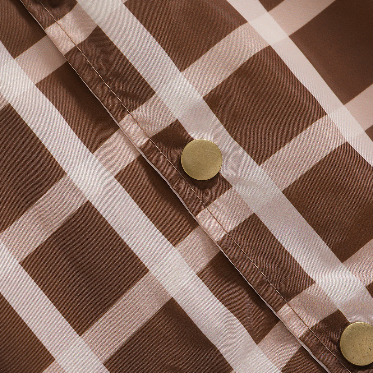 Boys Brown Checked Stand Collar Insulator Cotton Bomber Jacket