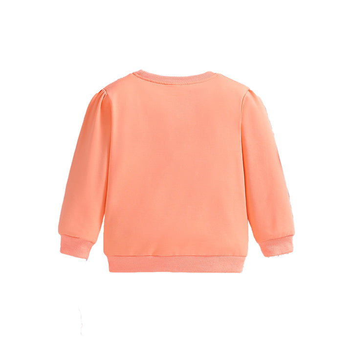 Girls Pink Typography Printed Cotton Pullover Sweatshirt