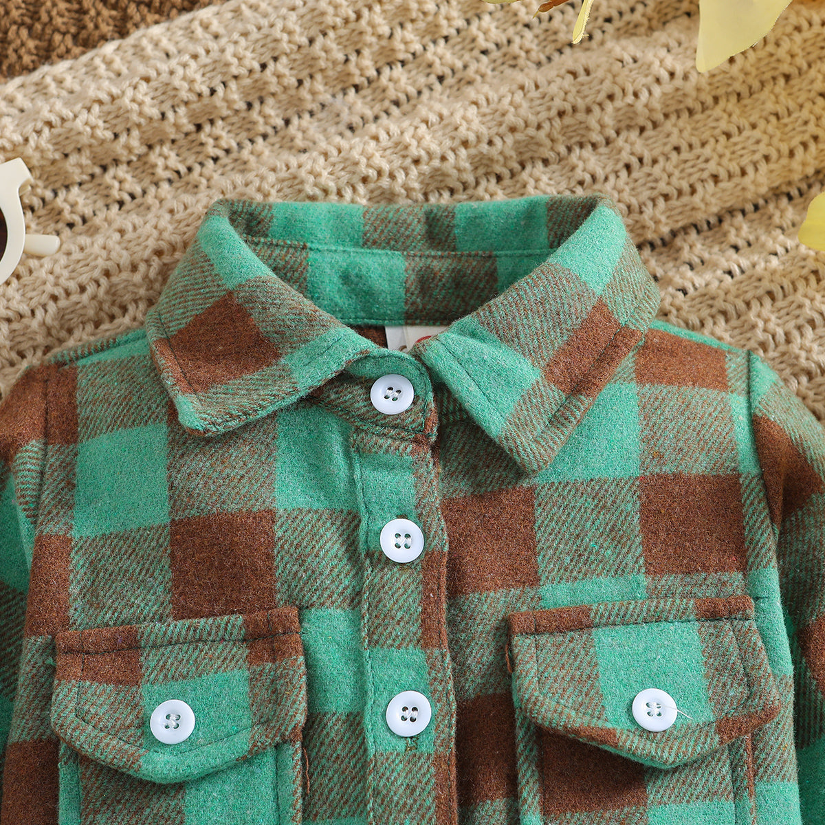 Boys Green Buffalo Checked Casual Shirt