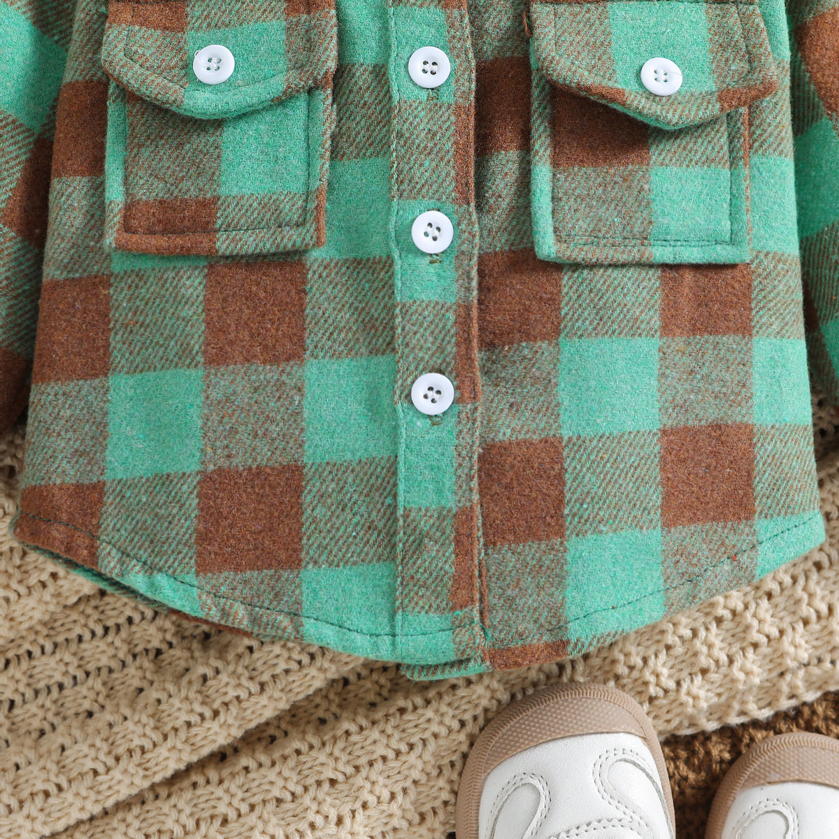 Boys Green Buffalo Checked Casual Shirt