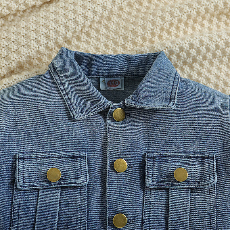 Girls Blue Shirt Collar Shirt with Skirt