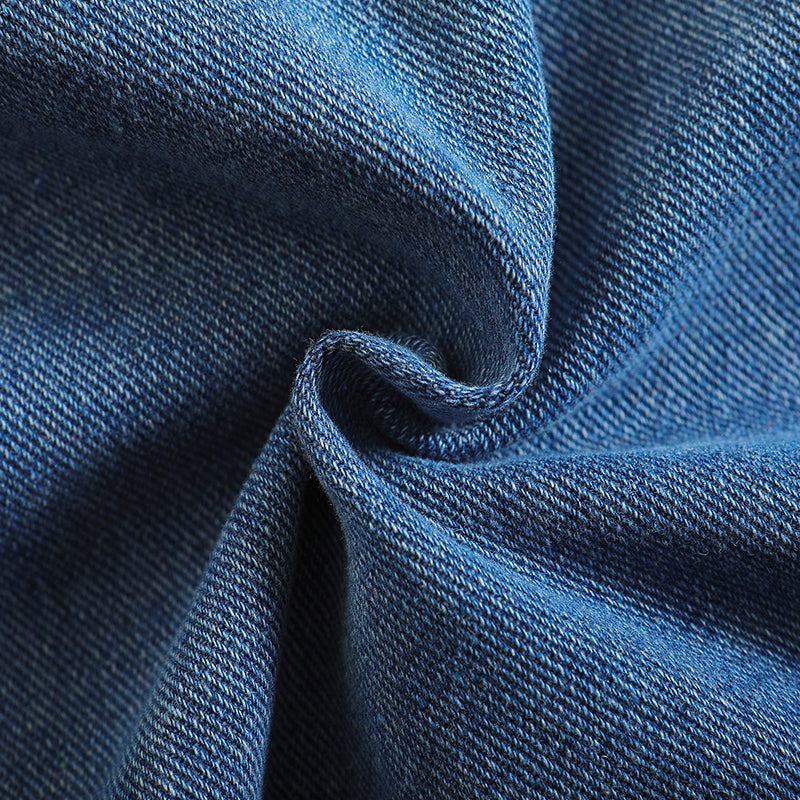 Girls Blue Shirt Collar Shirt with Skirt