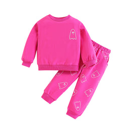 Girls Pink Round Neck Top with Pyjamas