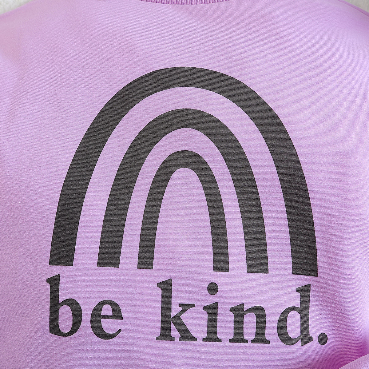 Girls Purple Printed T-shirt With Trousers