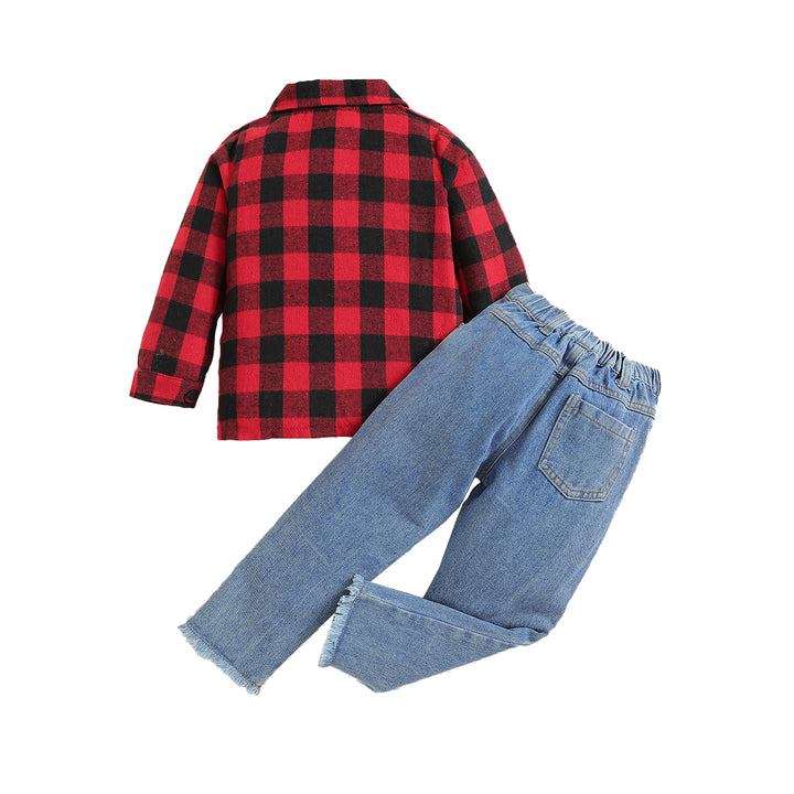 Boys Red Checked Shirt with Trousers