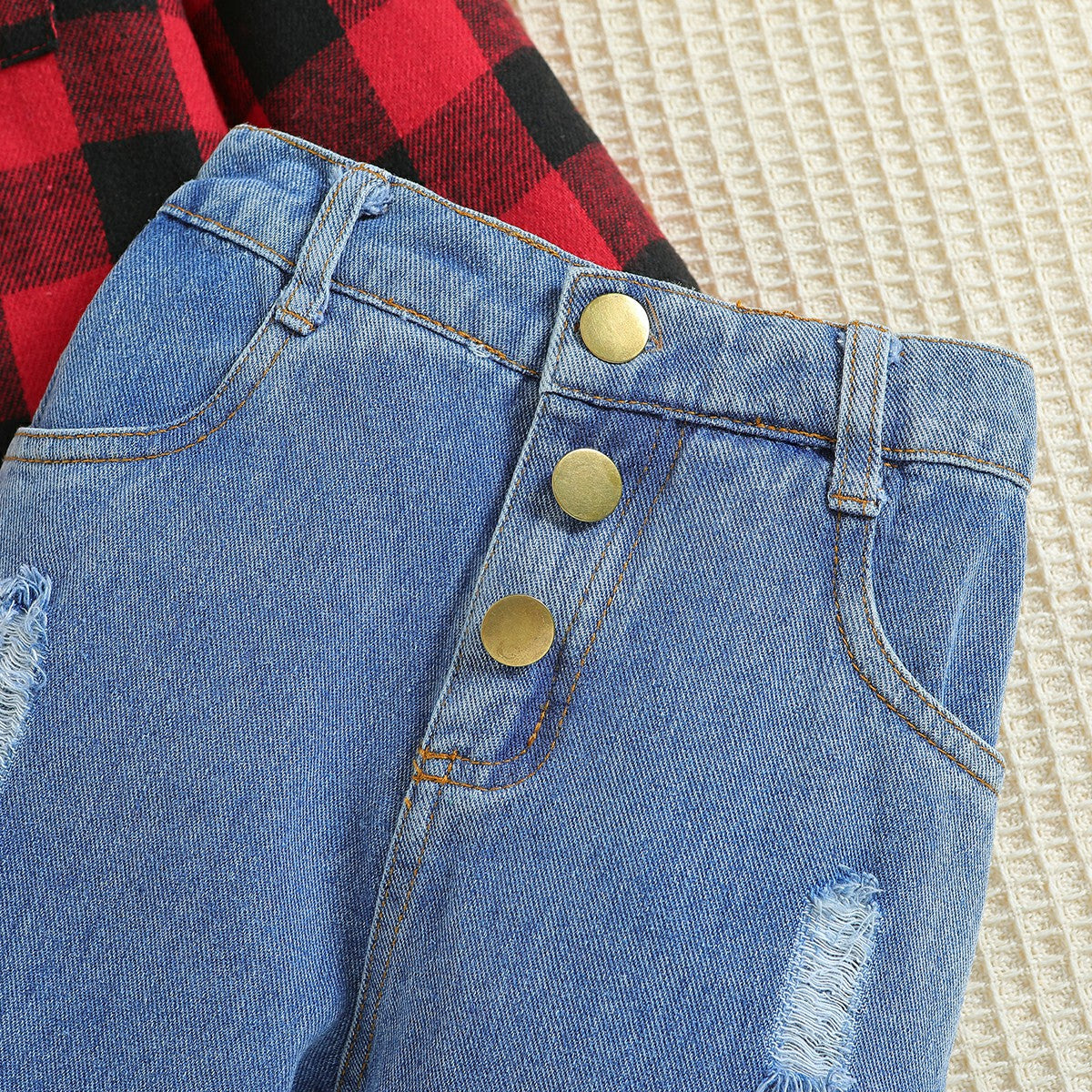 Boys Red Checked Shirt with Trousers