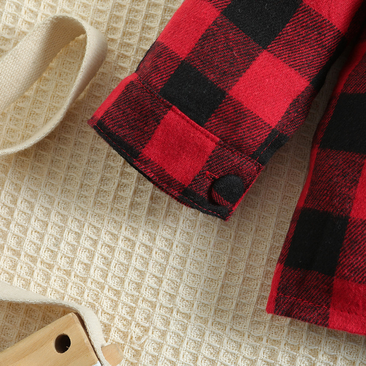 Boys Red Checked Shirt with Trousers