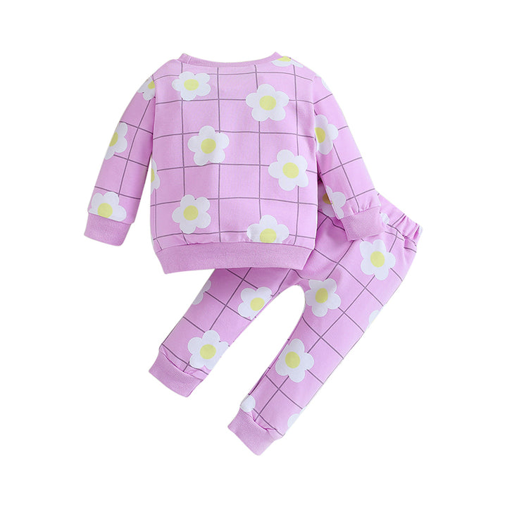 Girls Purple Checked Sweatshirt with Pyjamas