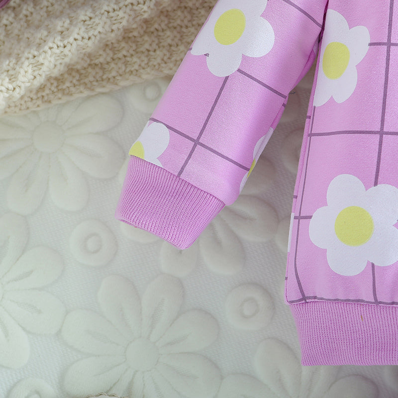 Girls Purple Checked Sweatshirt with Pyjamas
