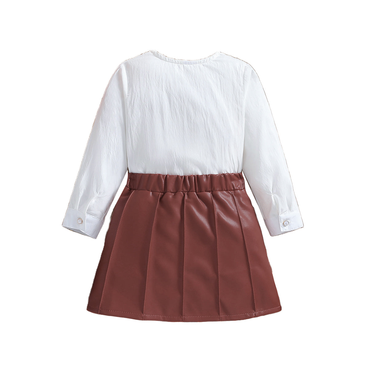 Girls White Long Sleeves Top With Skirt