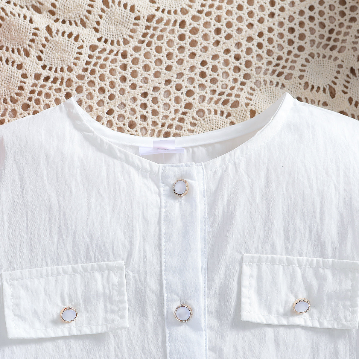 Girls White Long Sleeves Top With Skirt