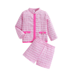 Girls Pink Checked Top with Shorts