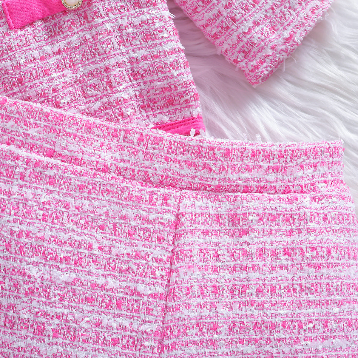 Girls Pink Checked Top with Shorts