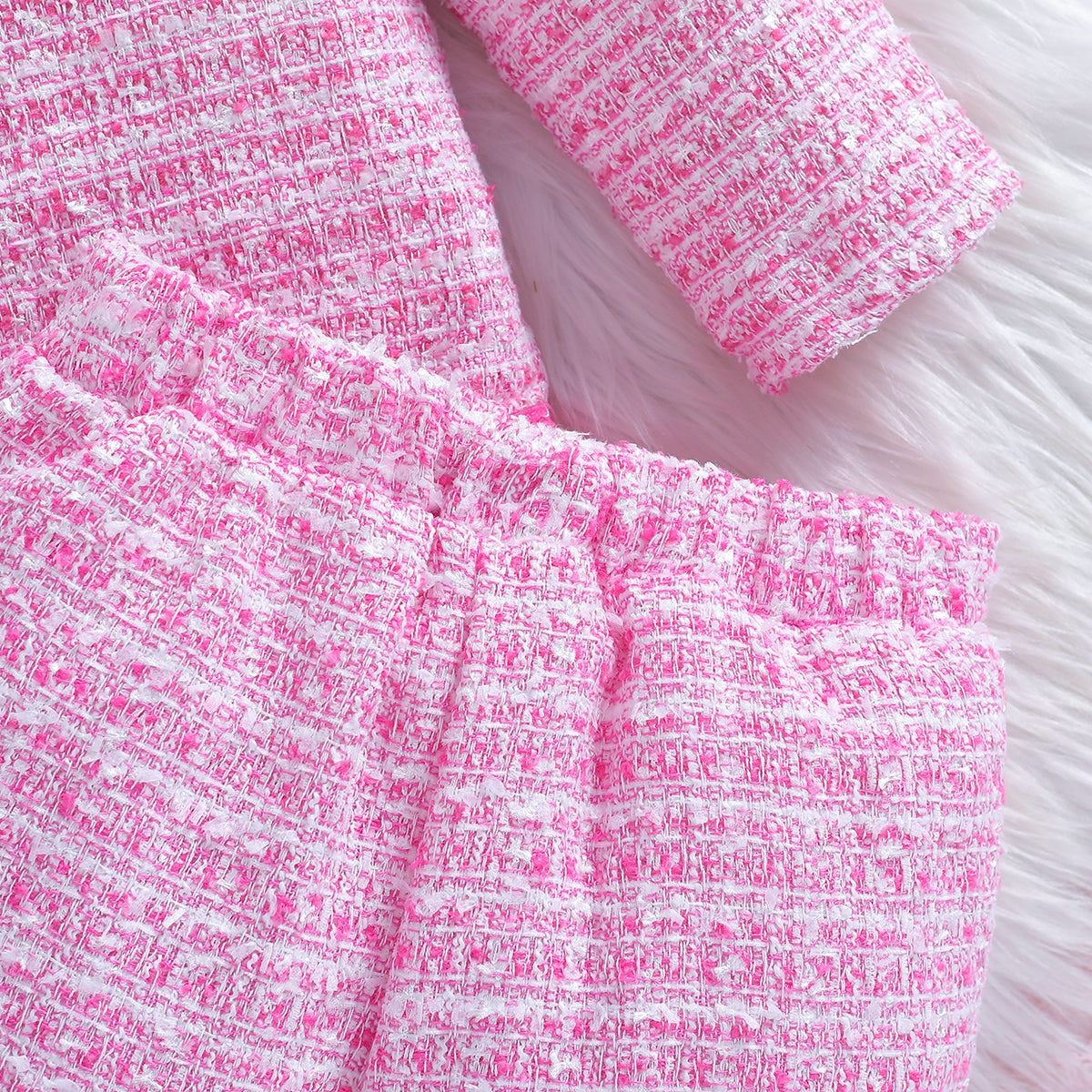 Girls Pink Checked Top with Shorts