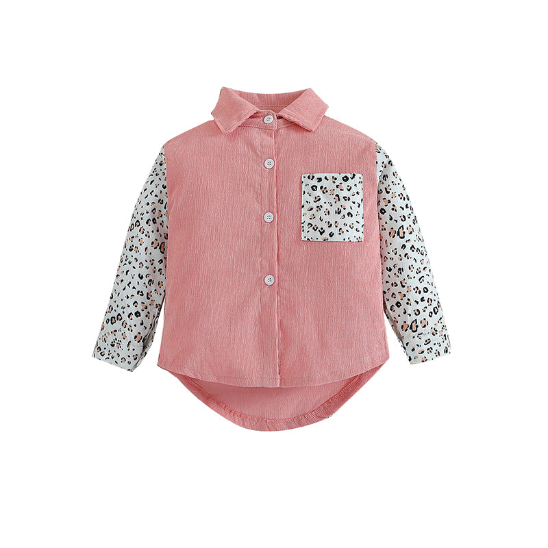 Girls Pink Abstract Printed Cotton Casual Shirt