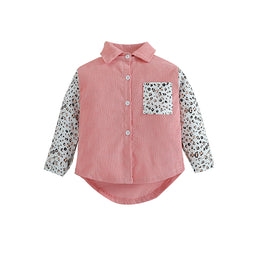 Girls Pink Abstract Printed Cotton Casual Shirt