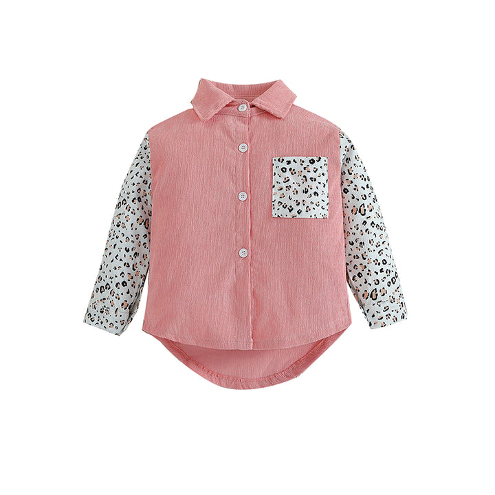 Girls Pink Abstract Printed Cotton Casual Shirt