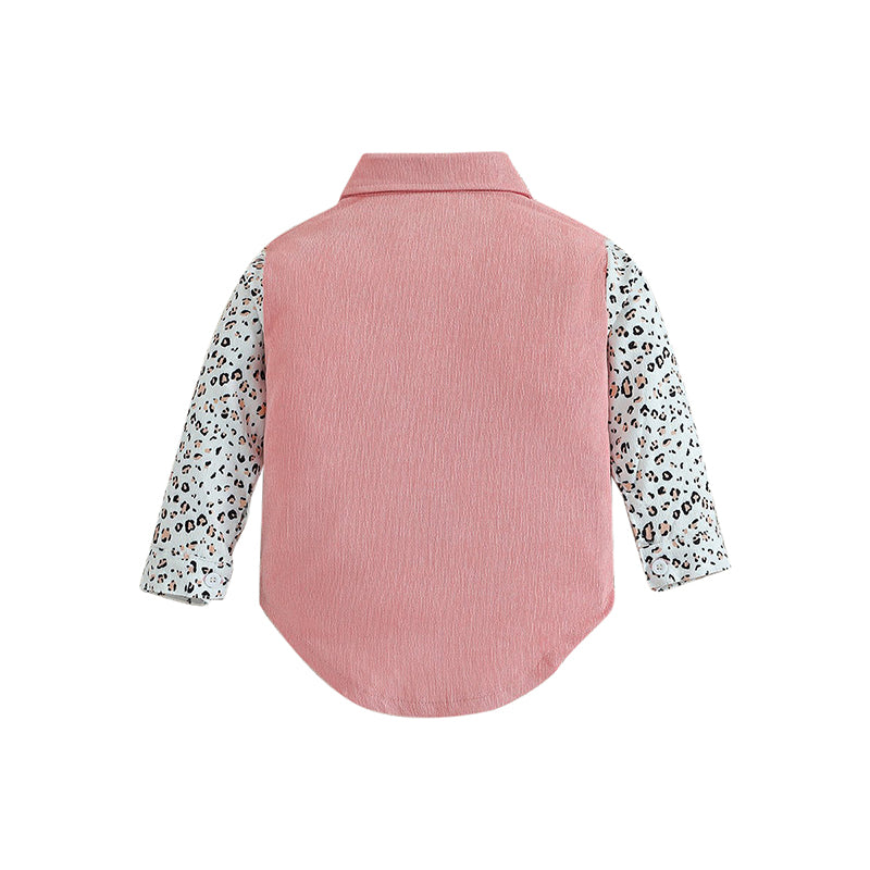 Girls Pink Abstract Printed Cotton Casual Shirt