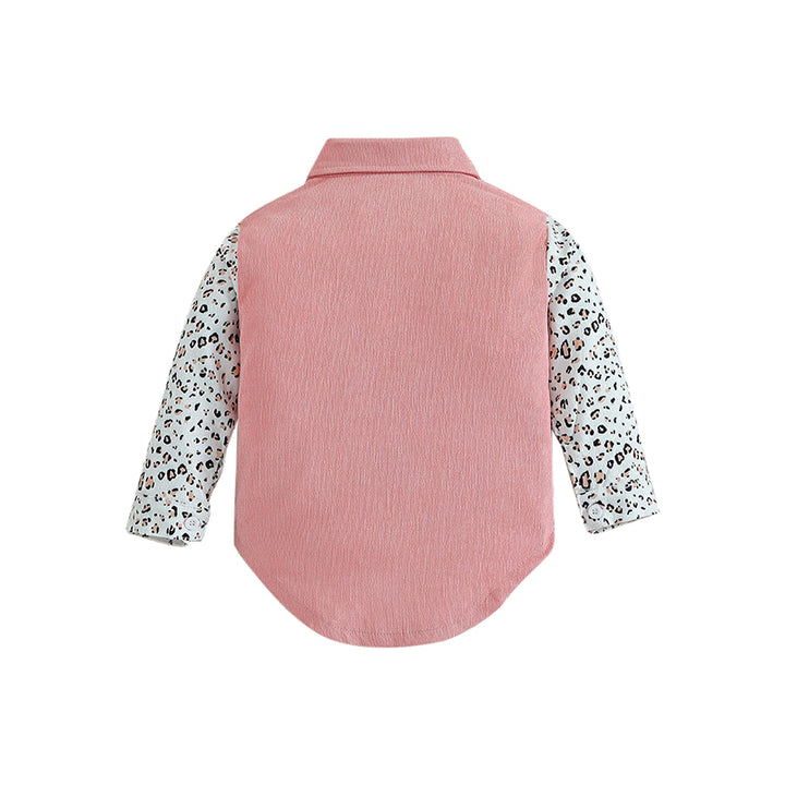 Girls Pink Abstract Printed Cotton Casual Shirt