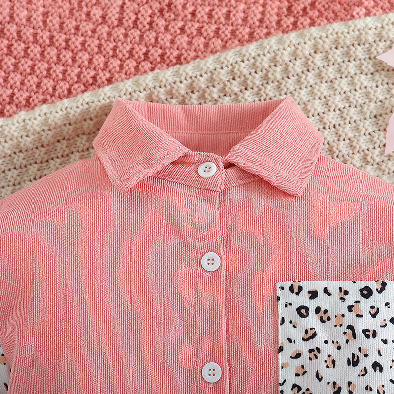 Girls Pink Abstract Printed Cotton Casual Shirt