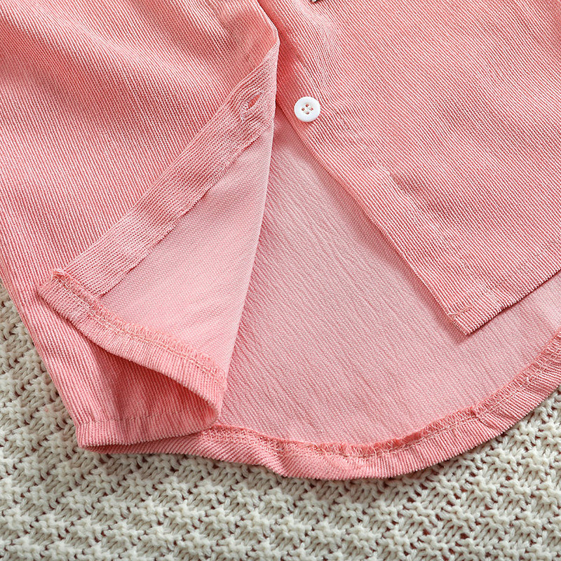 Girls Pink Abstract Printed Cotton Casual Shirt