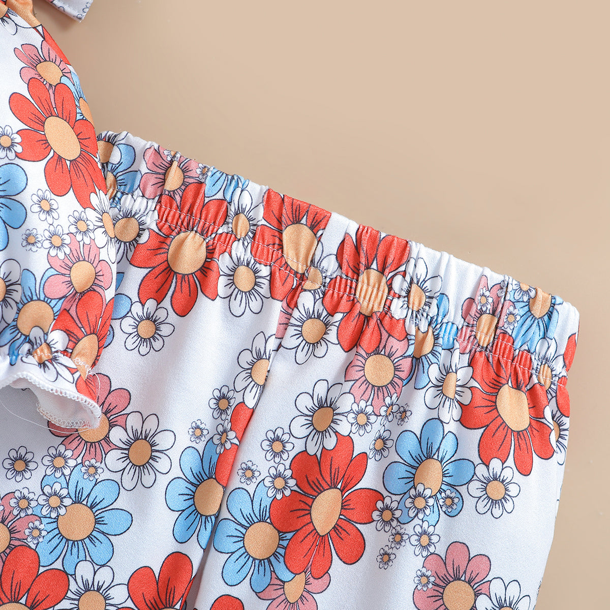 Girls Floral Printed Shoulder Straps Top With Palazzo
