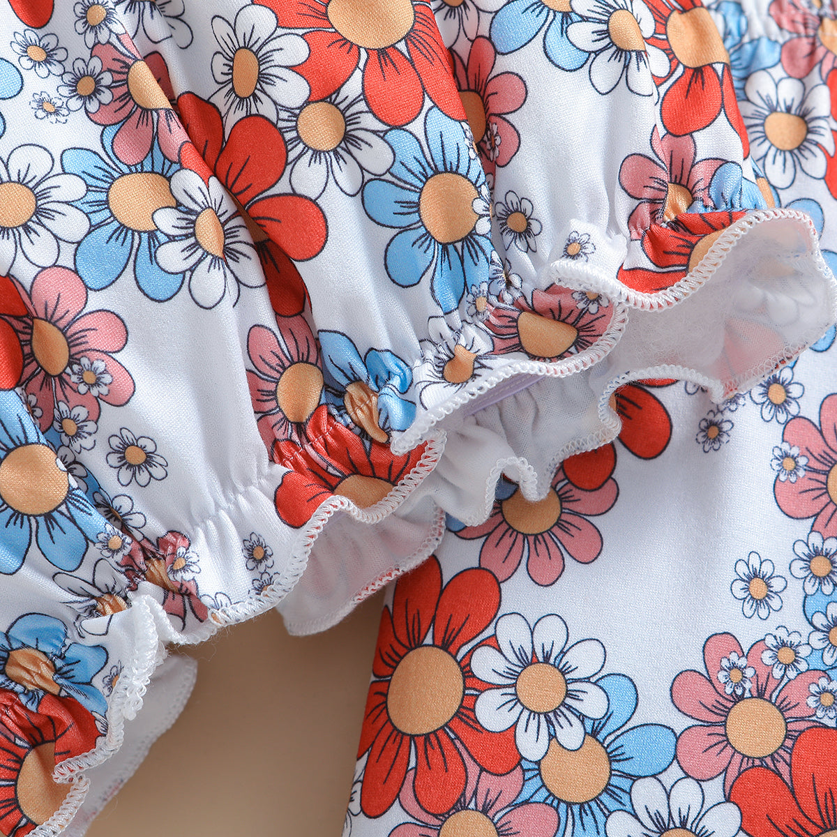 Girls Floral Printed Shoulder Straps Top With Palazzo