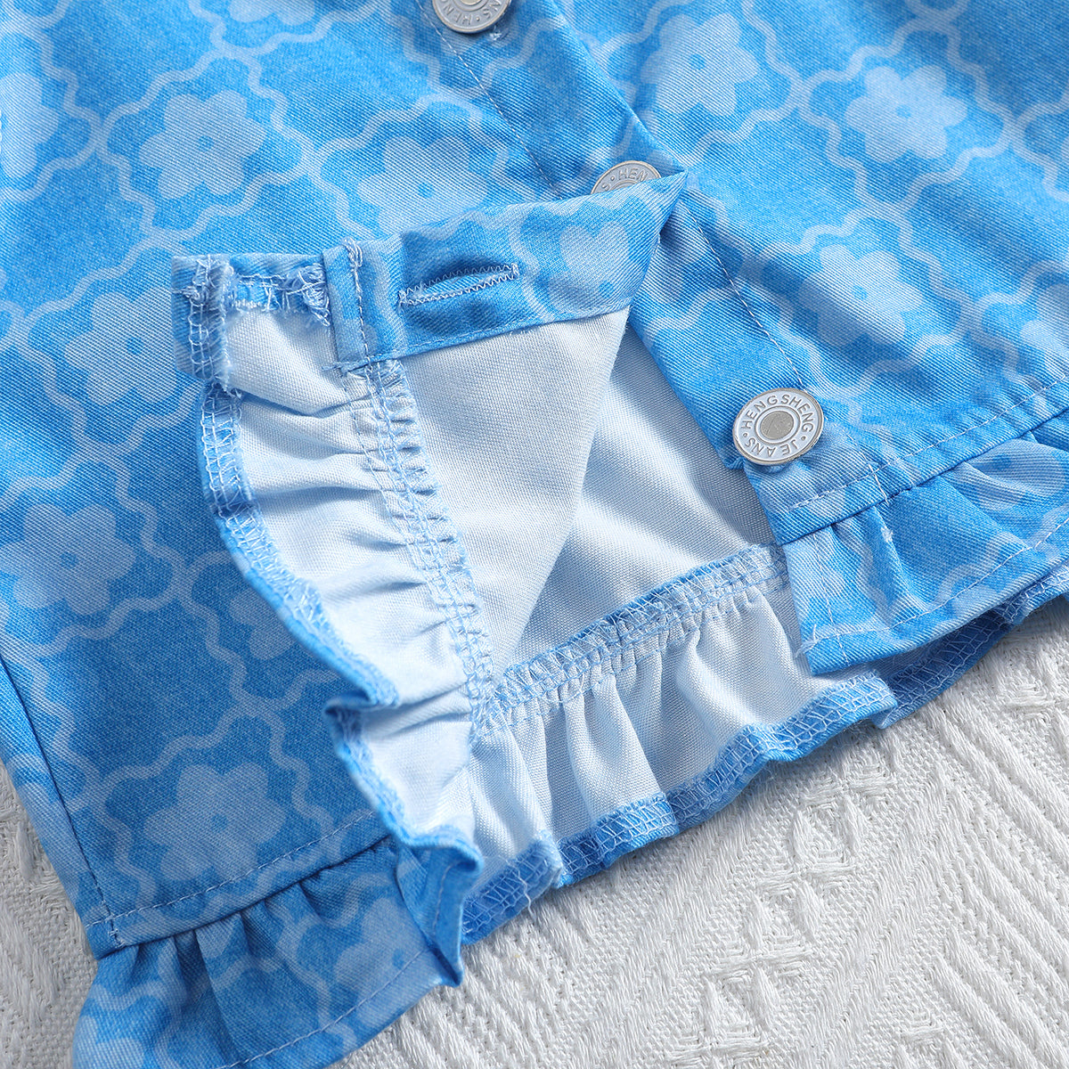 Girls Printed Shoulder Straps Top With Short