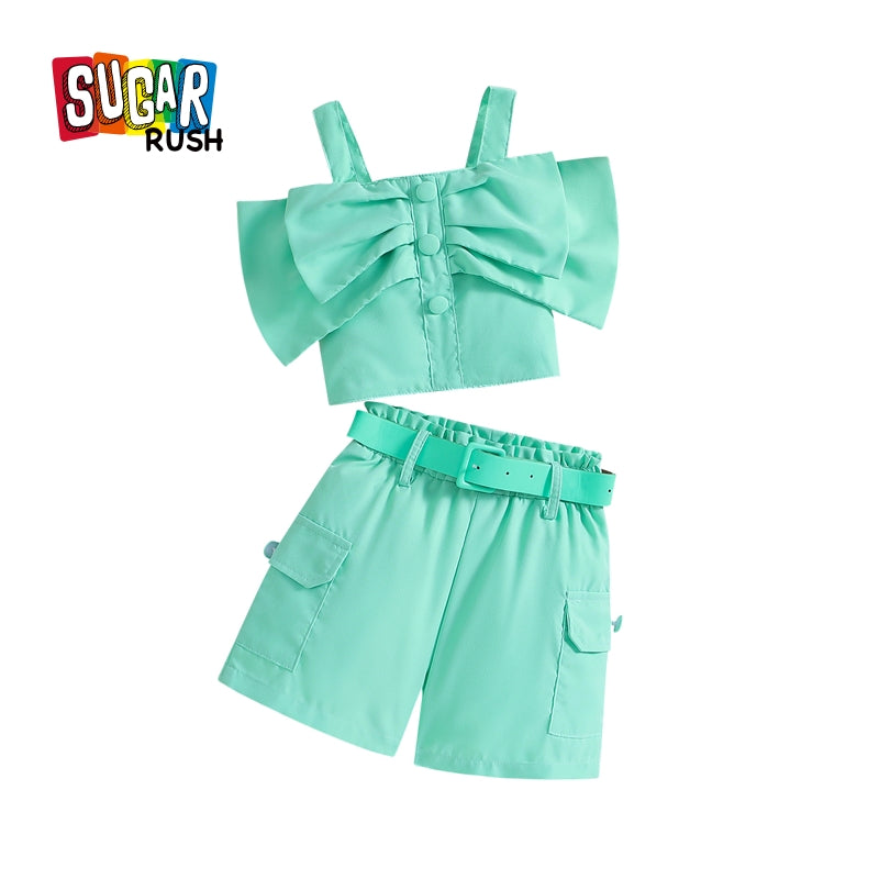 Girls Square Neck Top with Shorts