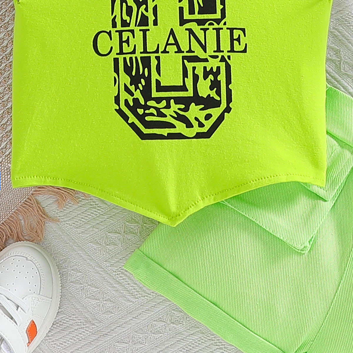 Girls Printed Halter Neck Top with Shorts