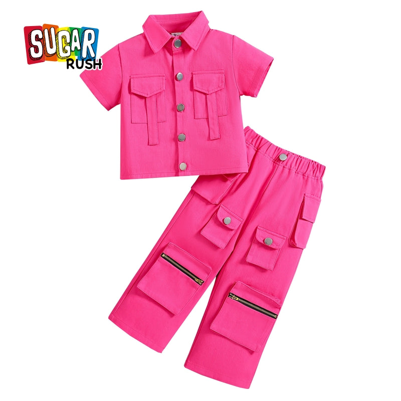 Girls Shirt Collar Shirt With Trousers