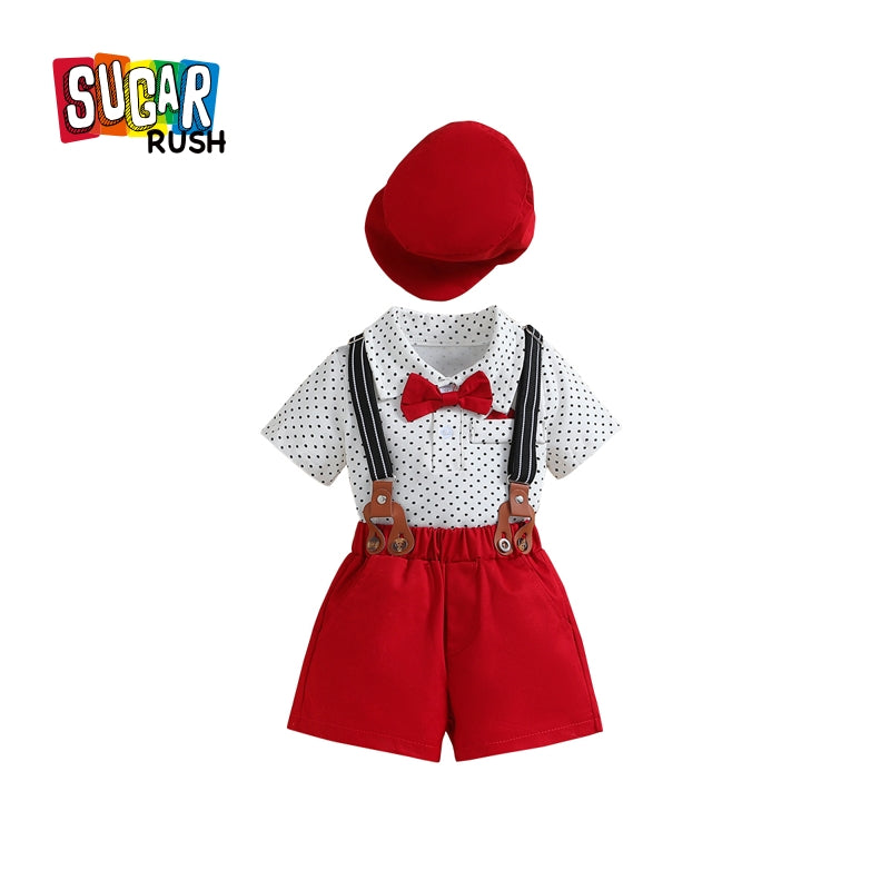 Red Infant Boys Printed Leotard with Shorts