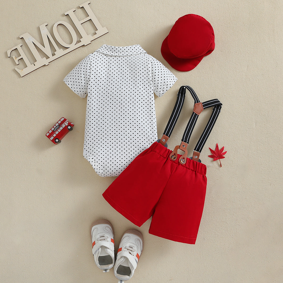 Red Infant Boys Printed Leotard with Shorts
