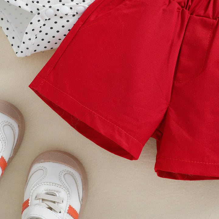 Red Infant Boys Printed Leotard with Shorts