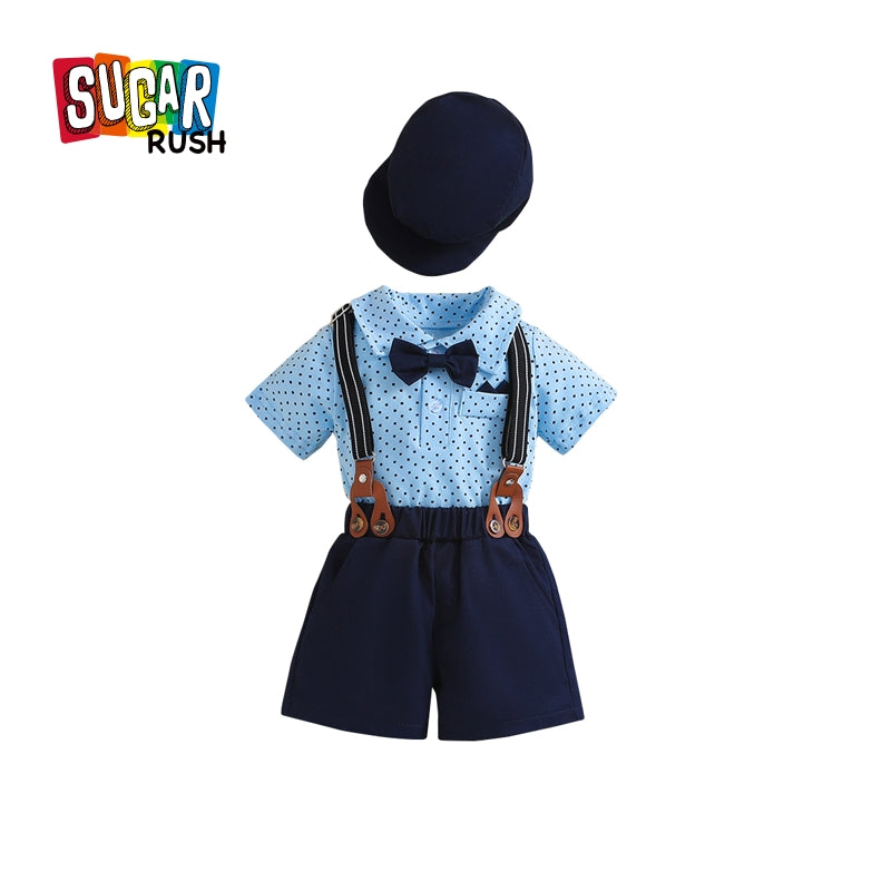 Infants Boys Blue Printed Shirt With Shorts