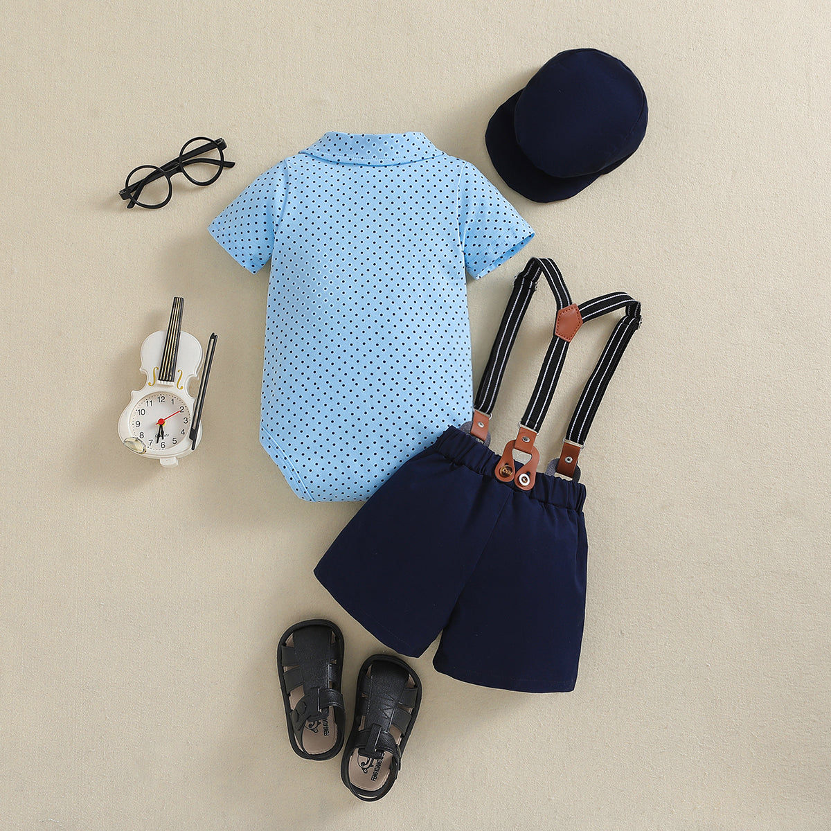 Infants Boys Blue Printed Shirt With Shorts