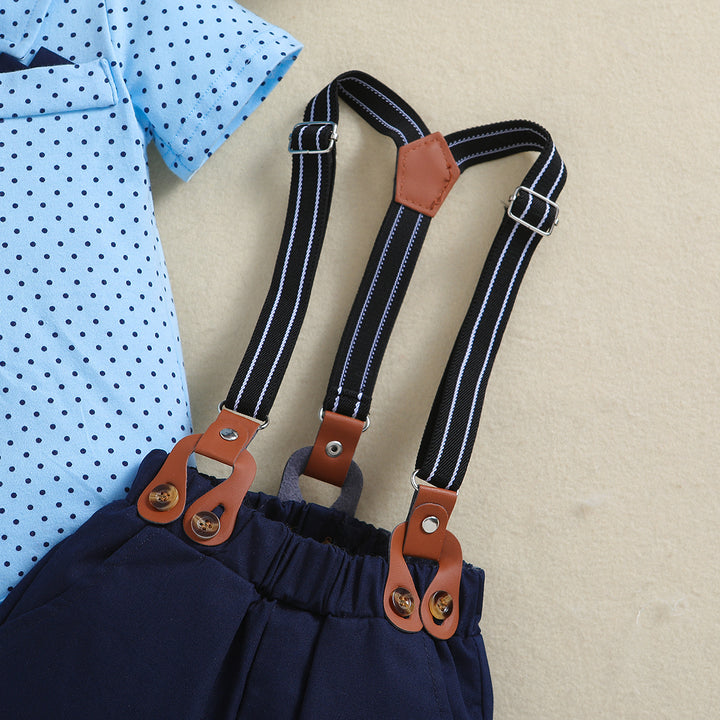 Infants Boys Blue Printed Shirt With Shorts