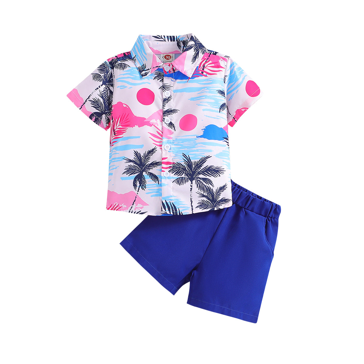 Boys Printed Shirt Collar Shirt With Short