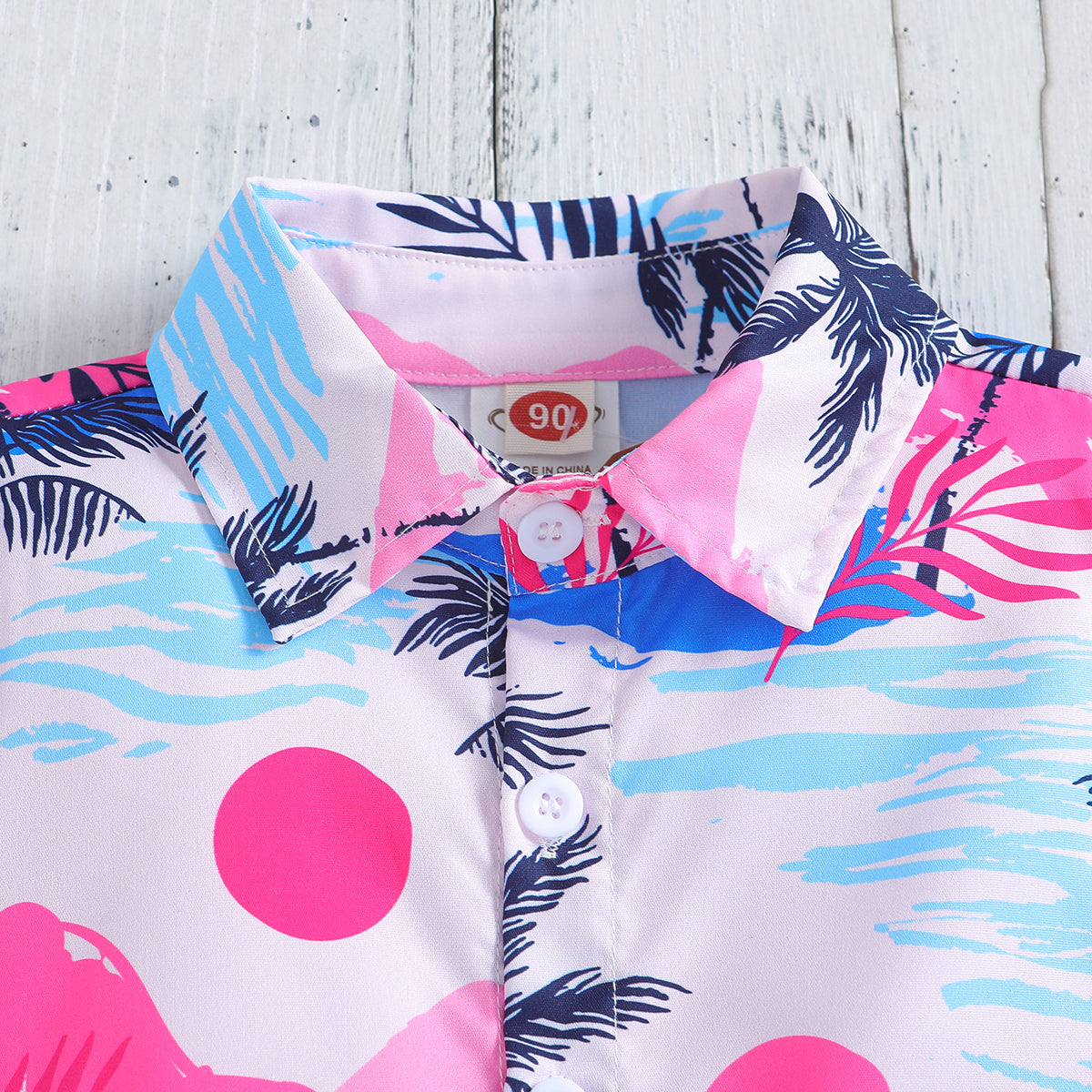 Boys Printed Shirt Collar Shirt With Short