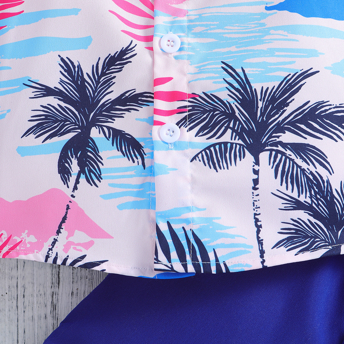 Boys Printed Shirt Collar Shirt With Short