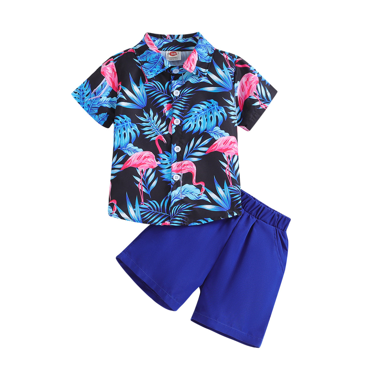 Boys Printed Shirt Collar Shirt With Short