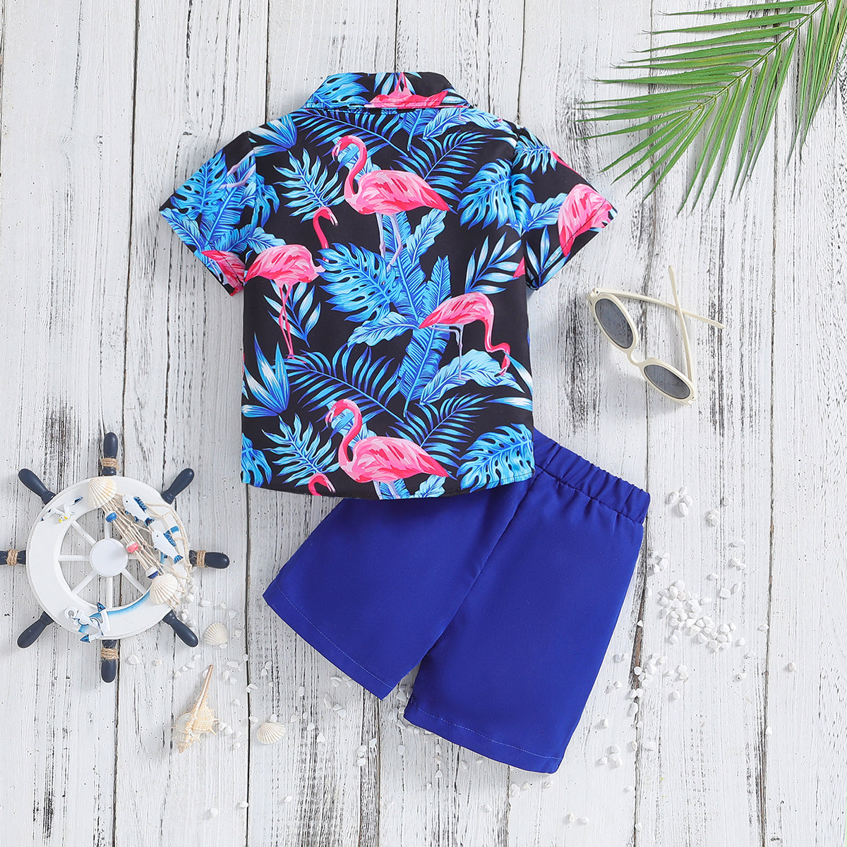 Boys Printed Shirt Collar Shirt With Short