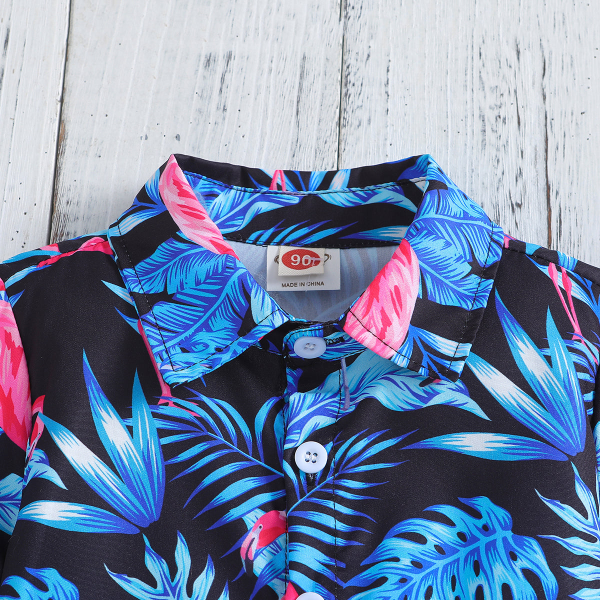 Boys Printed Shirt Collar Shirt With Short