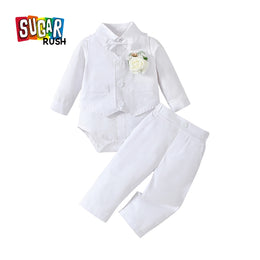 Boys 3-Piece Single-Breasted Cotton Suits