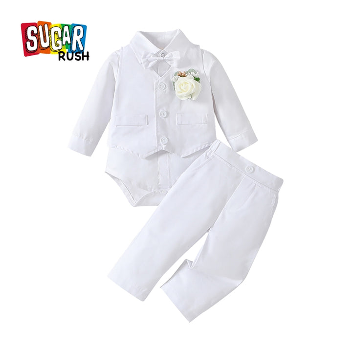 Boys 3-Piece Single-Breasted Cotton Suits