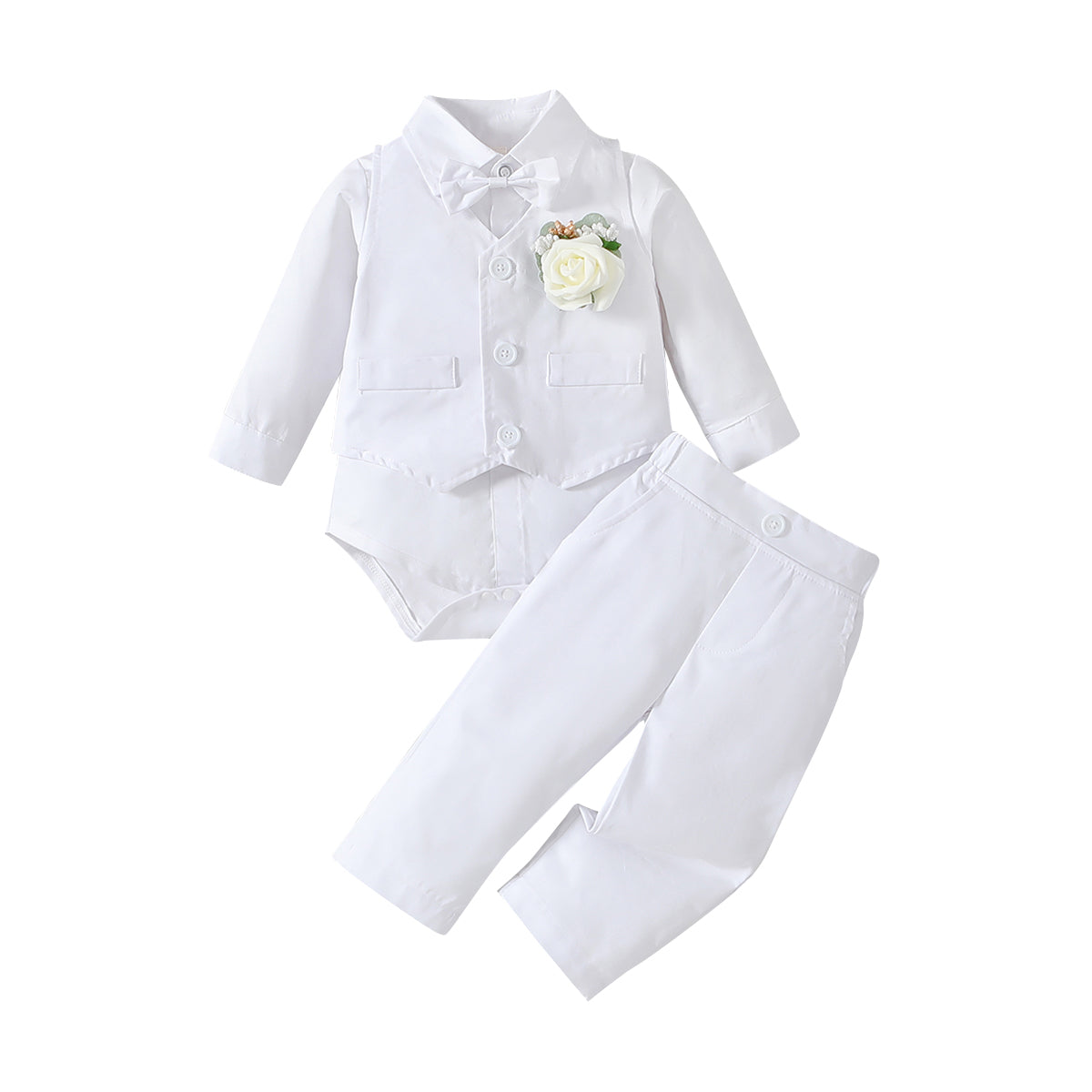Boys 3-Piece Single-Breasted Cotton Suits