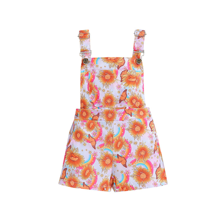Girls Printed Square Neck Cotton Basic Jumpsuit